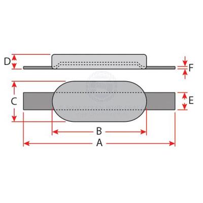 Anode Alloy Block Oval With Strap 295mm x 130mm x 35mm