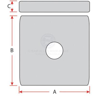 Zinc Block Anode Square Bolt on 155mm x 155mm x 25mm