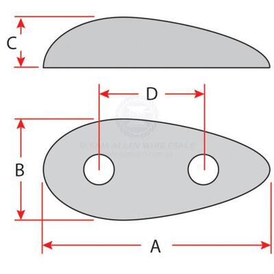 Zinc Block Anode Teardrop Bolt on 90mm x 38mm x 18mm