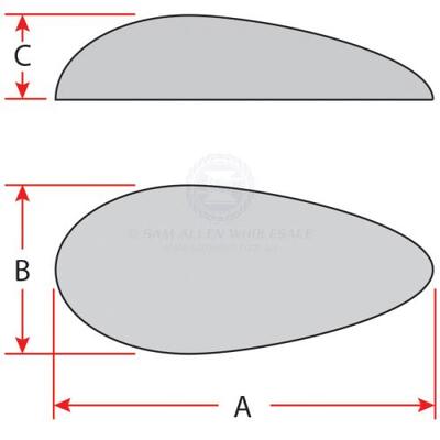 Zinc Block Anode Teardrop 127mm x 60mm x 30mm