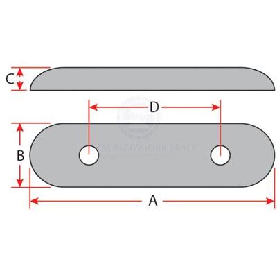 Anode Zinc Block Oval Bolt on 440mm x 90mm x 40mm