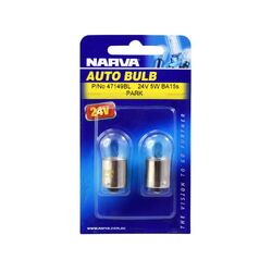 Narva 24V 5W R5W BA15S Incandescent Globes (Blister Pack Of 2)