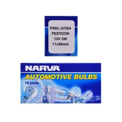 Narva 12V 5W Sv8-5.8 C5W Festoon Globes (Box Of 10)