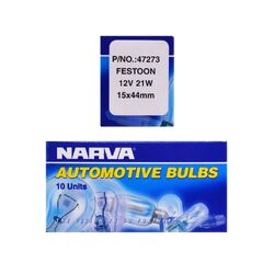 Narva 12V 21W C21W Sv8-5.8 Festoon Globes (Box Of 10)