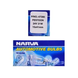 Narva 24V 21W Sv8-5.8 Festoon Globes (Box Of 10)