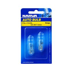 Narva 12V 3W W2.1 X 9.5D W3W Wedge Globes (Blister Pack Of 2)