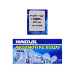 Narva 24V 5W Sv8-5.8 C5W Festoon Globes (Box Of 10)