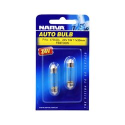 Narva 24V 5W Sv8-5.8 C5W Festoon Globes (Blister Pack Of 2)