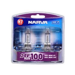 Narva H7 24V 70W Plus 100 Long Life Headlight Globes (Bl2)