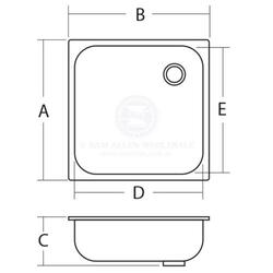 Sink Rectangle 304 Stainless Steel  320mm x 260mm x 150mm