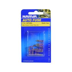 Narva 3 Amp Purple Mini Blade Fuse (Blister Pack Of 5)