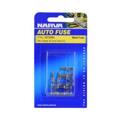 Narva 25 Amp White Mini Blade Fuse (Blister Pack Of 5)