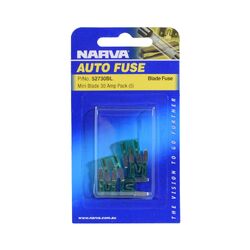 Narva 30 Amp Green Mini Blade Fuse (Blister Pack Of 5)