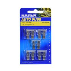 Narva 25 Amp White Standard Ats Blade Fuse (Blister Pack Of 5)