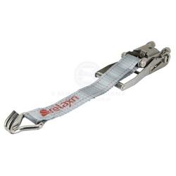 Tie down 50mm webbing x 8.0m with SS ratchet buckle & J hooks grey