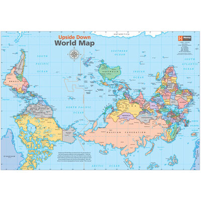 Upside Down World in Envelope Folded Map