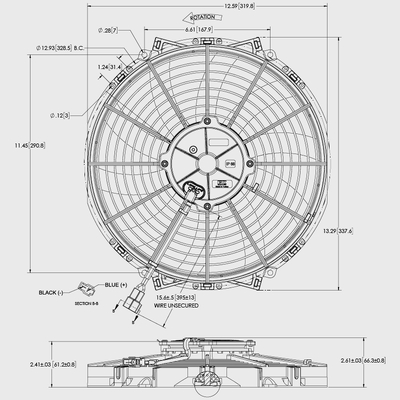 Maradyne Universal Fan 8" 12V 130Watt