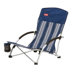 Coleman Chair Quad Beach Low Sling Navy Stripe