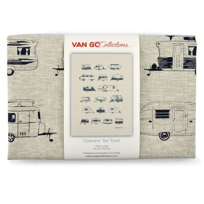 Van Go Collections Tea Towel  Destinations Collection  Grey Caravans