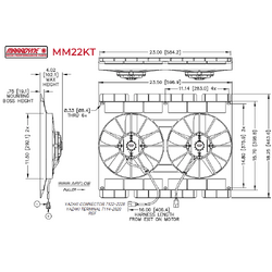 Maradyne Dual Puller Fan w/ Mounting Flanges - 11" - 12V / 225W - 2760 CFM - MM22KT