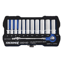 Kincrome Lok-On Socket & Extension Set 13 Piece 1/4" Drive - Metric