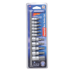 Kincrome Hex Socket Set Short Series 11 Piece 1/4 & 3/8 Drive - Imperial