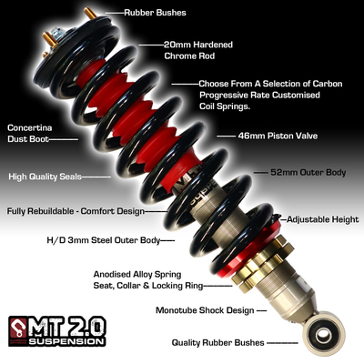 MT2.0 For Toyota Prado 120 Series Landcruiser Front Adjustable Struts 2-3 Inch