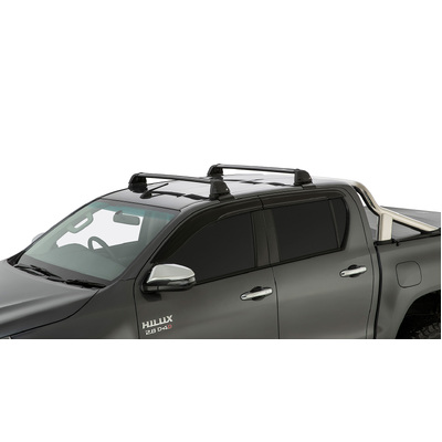 Rhino Rack Vortex Roc25 Flush Black 2 Bar Roof Rack For Toyota Hilux Gen 8 4Dr Ute Double Cab 10/15 On