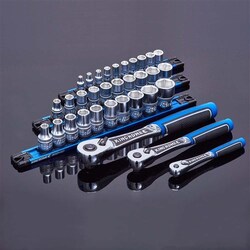 Kincrome Lok-On Socket Set Twist-Lock Rail 11 Piece 1/4 Drive - Metric