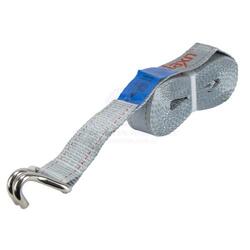 Tie down 50mm webbing x 8.0m with SS ratchet buckle & J hooks grey