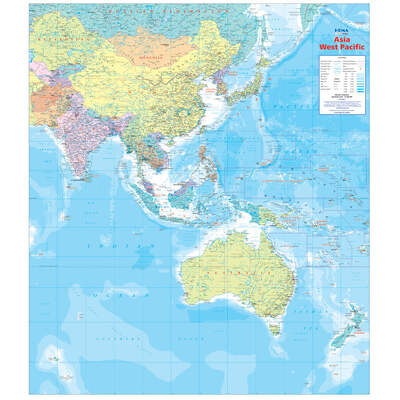 Asia & West Pacific Map - 875x1000 - Laminated