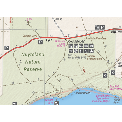 Nullarbor Plain - Western Map - Kalgoorlie to Border Village