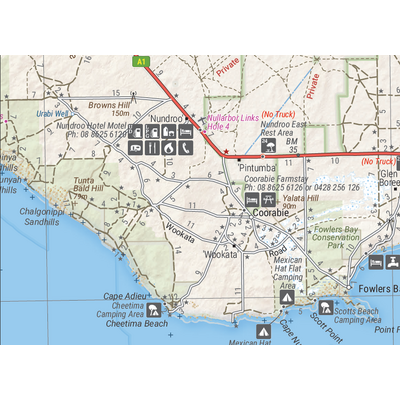 Nullarbor Plain - Eastern Map - Border Village to Port Pirie