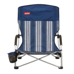 Coleman Chair Quad Beach Low Sling Navy Stripe