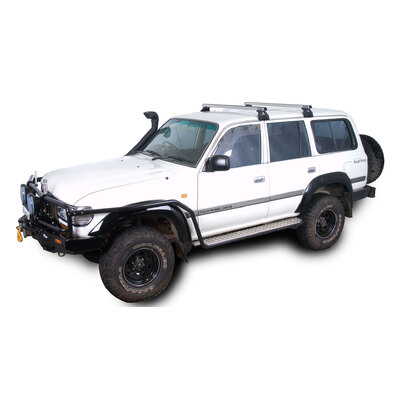 Rhino Rack Heavy Duty Rl110 Silver 2 Bar Roof Rack For Toyota Landcruiser 80 Series 4Dr 4Wd 05/90 To 03/98