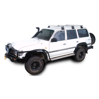 Rhino Rack Heavy Duty Rl110 Silver 3 Bar Roof Rack For Toyota Landcruiser 80 Series 4Dr 4Wd 05/90 To 03/98