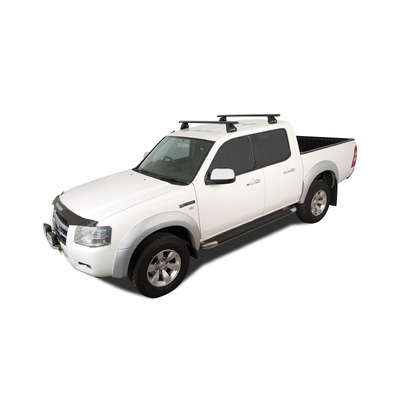 Rhino Rack Vortex 2500 Black 2 Bar Roof Rack For Mazda Bravo 4Dr Ute Dual Cab 02/99 To 11/06