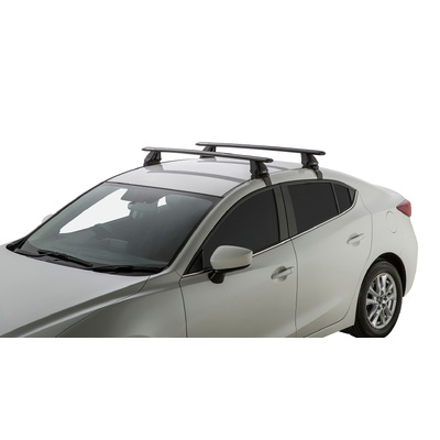 Rhino Rack Vortex 2500 Black 2 Bar Roof Rack For Mazda Mazda 3 Gen 3 Bm/Bn 4Dr Sedan 01/14 To 03/19