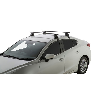 Rhino Rack Euro 2500 Black 2 Bar Roof Rack For Mazda Mazda 3 Gen 3 Bm/Bn 4Dr Sedan 01/14 To 03/19