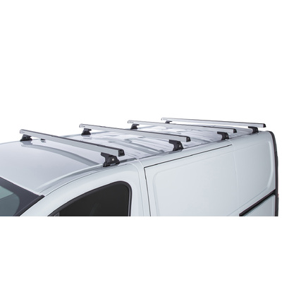 Rhino Rack Heavy Duty Rlt600 Silver 4 Bar Roof Rack For Renault Trafic X82 2Dr Van Swb (Low Roof) 05/15 On