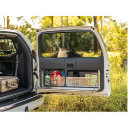 Rear Door Drop Down Table to suit Toyota Prado 120 / Lexus GX 470 [Natural Stainless]