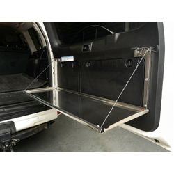 Rear Door Drop Down Table to suit Toyota Prado 150 / Lexus GX 460 [Natural Stainless]