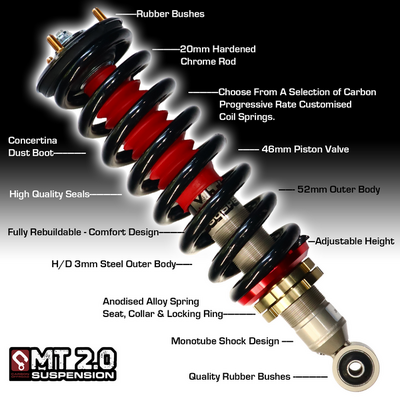 MT2.0 Holden Colorado 2012-2020 Front Adjustable Struts 4-5 Inch