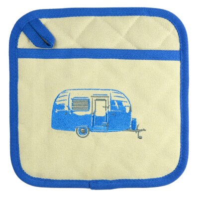 Van Go Collections Embroidered Pot Holders  Bluey Caravan  Winter