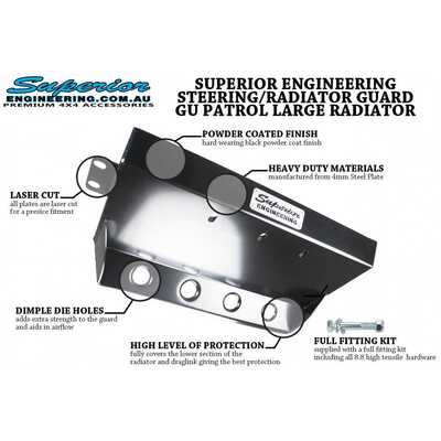 Superior Steering Radiator Guard To Suit Nissan Patrol GU (Large Radiator) Front (Each)