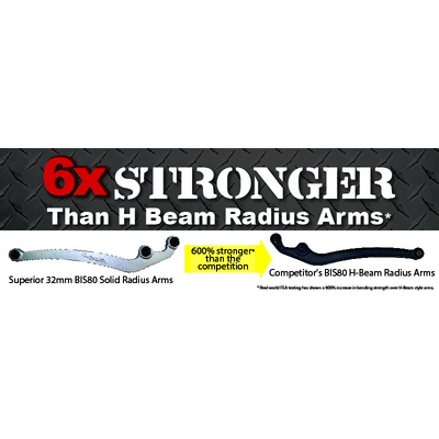 Superior Hybrid Superflex Radius Arms With Drop Box To Suit Nissan Patrol GQ/GU (Gen 2) 4 Inch (100mm) Castor Correction (Pair)