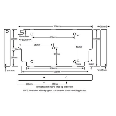 Poly Water 45 Litre Flat Tank with Pump Kit