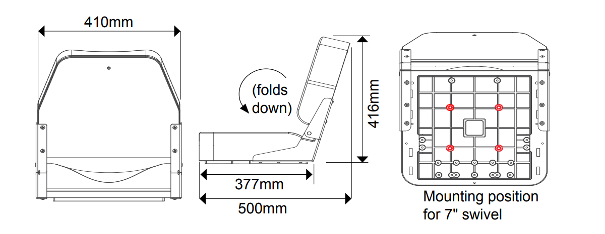 Oceansouth Deluxe Folding Boat Seat Marine-Grade Aluminium Heavy