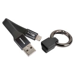 Narva Micro USB & Lightning Dual Faced Keyring Cable (Blister Pack Of 1)