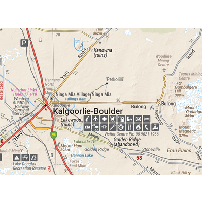 Nullarbor Plain - Western Map - Kalgoorlie to Border Village